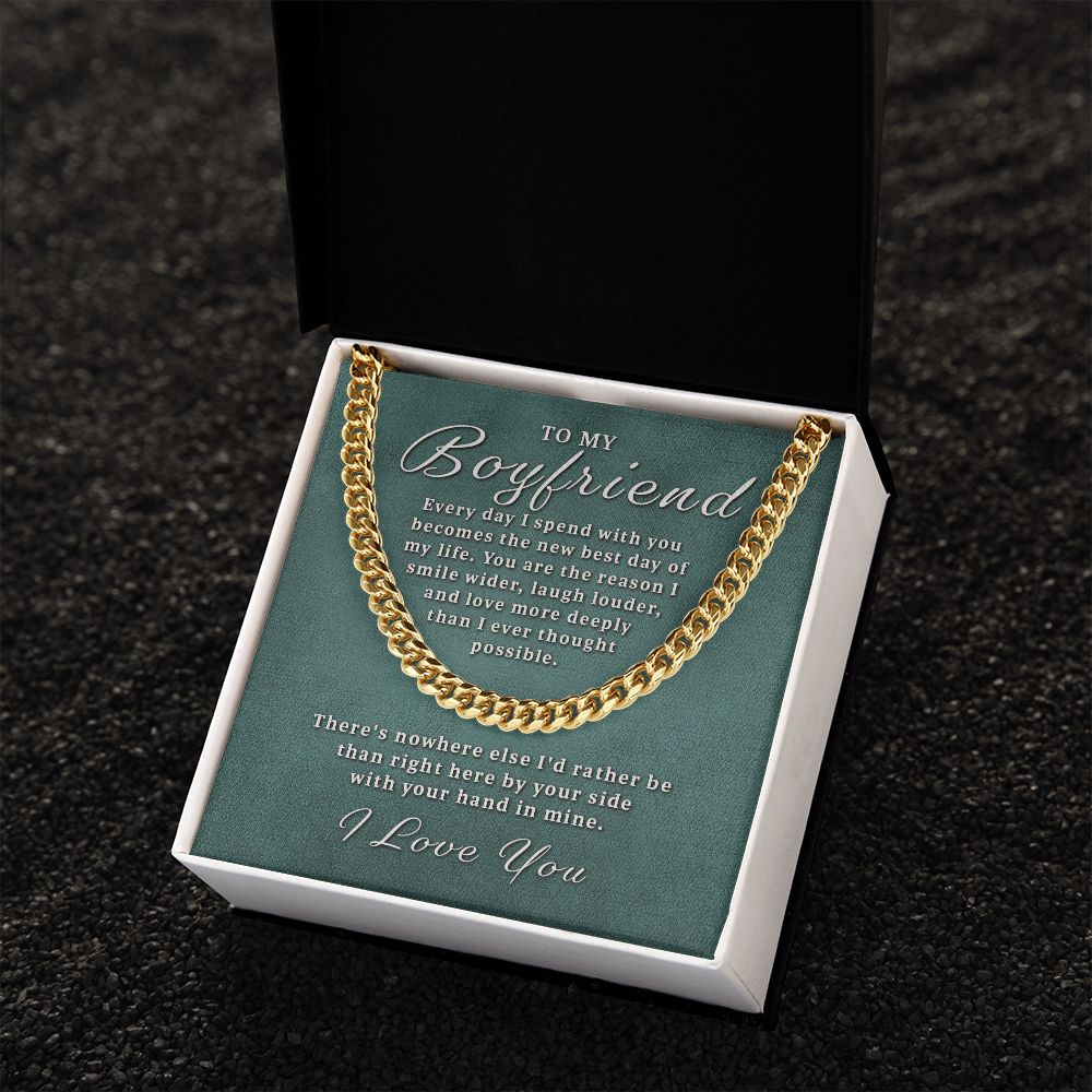 Gift for Boyfriend - Best Day of Life Cuban Link Chain