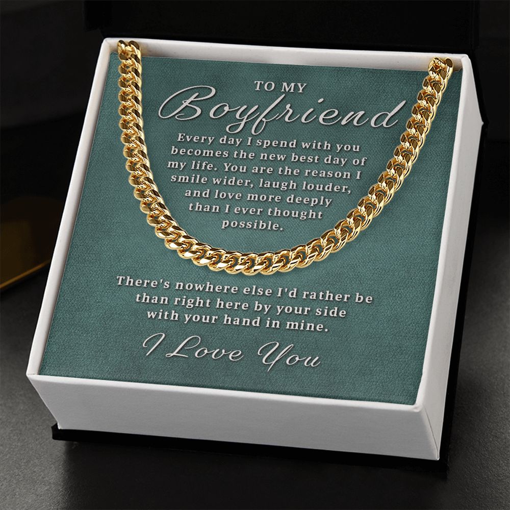 Gift for Boyfriend - Best Day of Life Cuban Link Chain