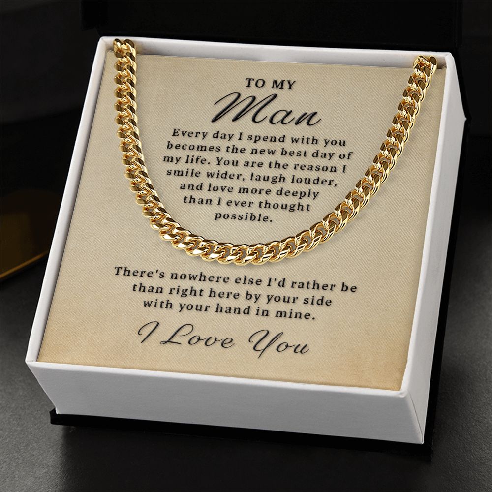 Gift for My Man - Best Day of Life Cuban Link Chain