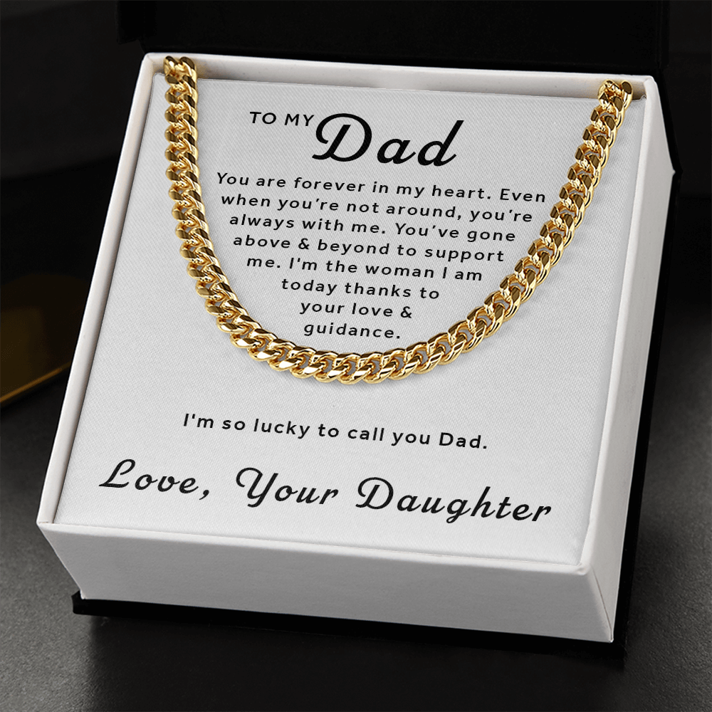 Gift For Dad From Daughter - Lucky to Call You Dad Cuban Link Chain Necklace