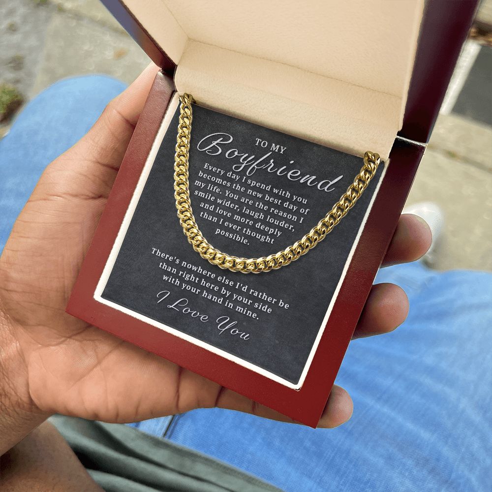 Gift for Boyfriend - Best Day of Life Cuban Link Chain