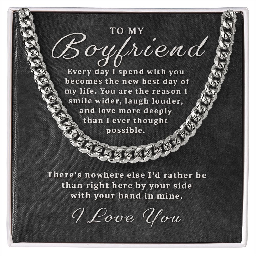 Gift for Boyfriend - Best Day of Life Cuban Link Chain