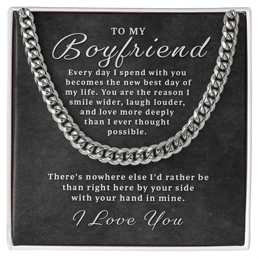 Gift for Boyfriend - Best Day of Life Cuban Link Chain