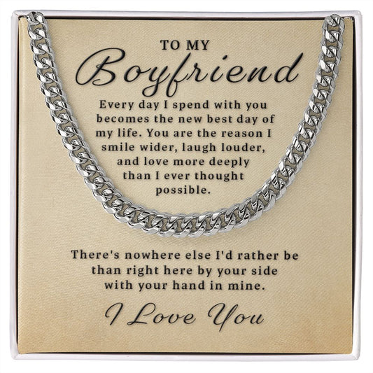 Gift for Boyfriend - Best Day of Life Cuban Link Chain