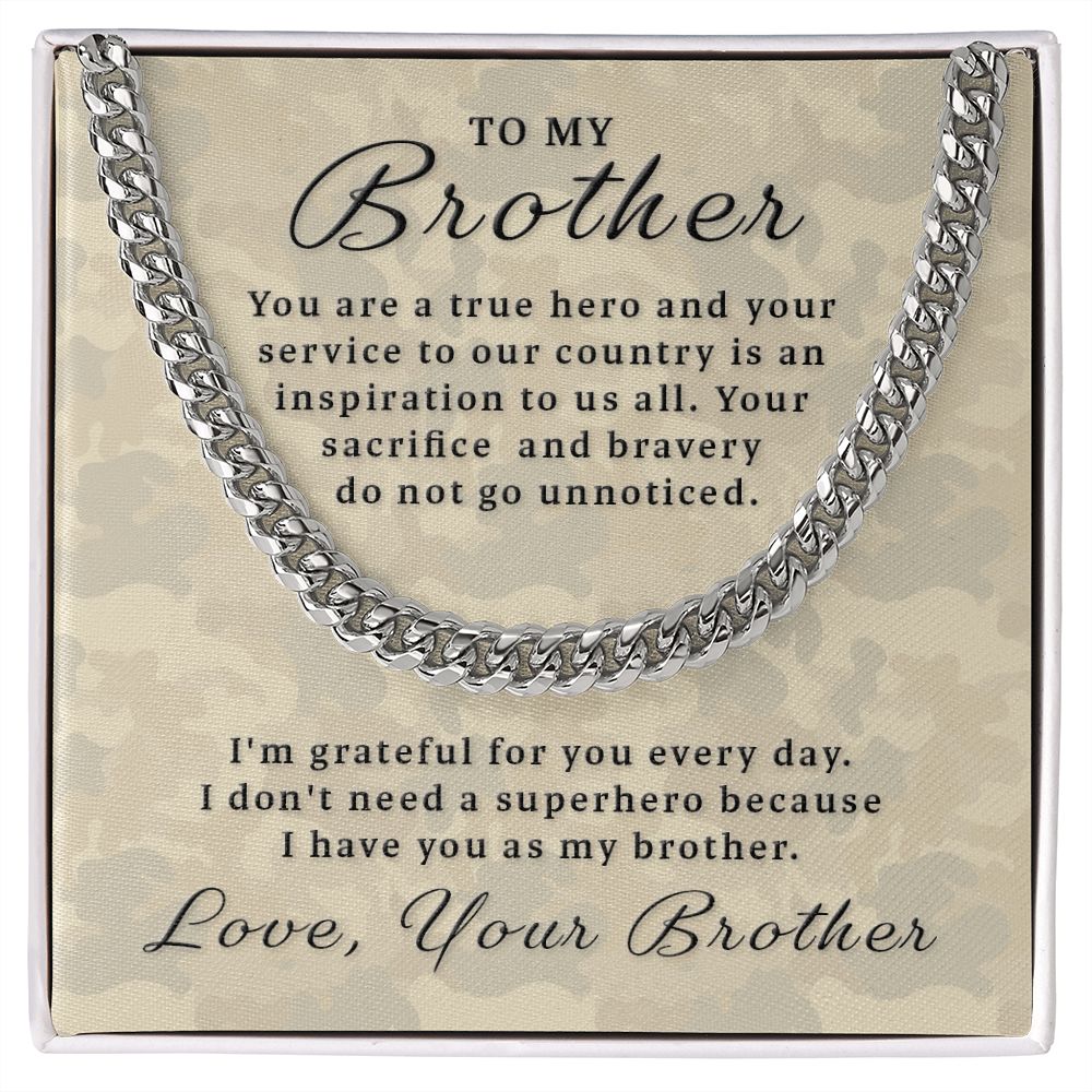 Gift for Military Brother - True Hero Cuban Link Chain