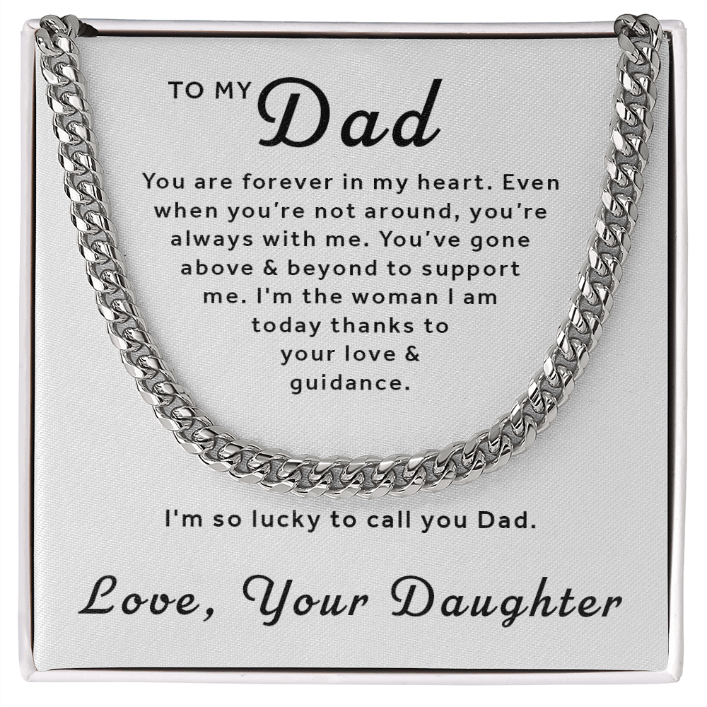 Gift For Dad From Daughter - Lucky to Call You Dad Cuban Link Chain Necklace