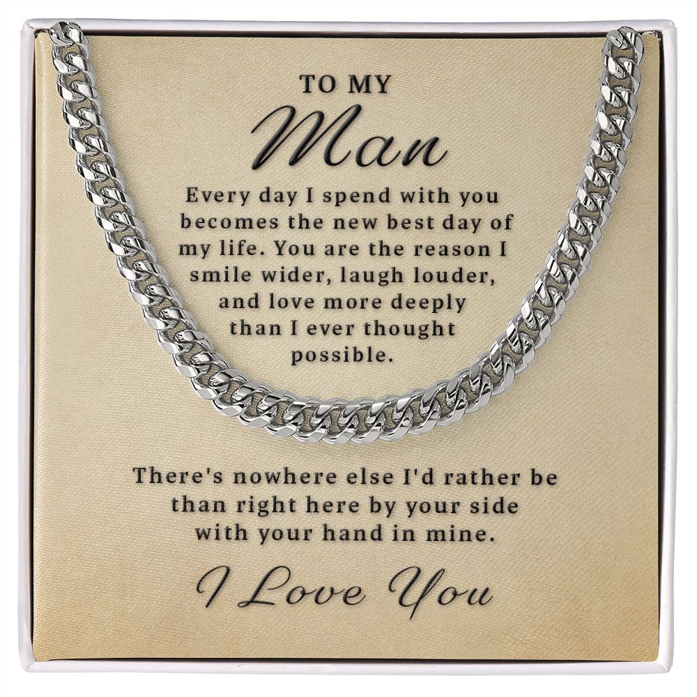 Gift for My Man - Best Day of Life Cuban Link Chain