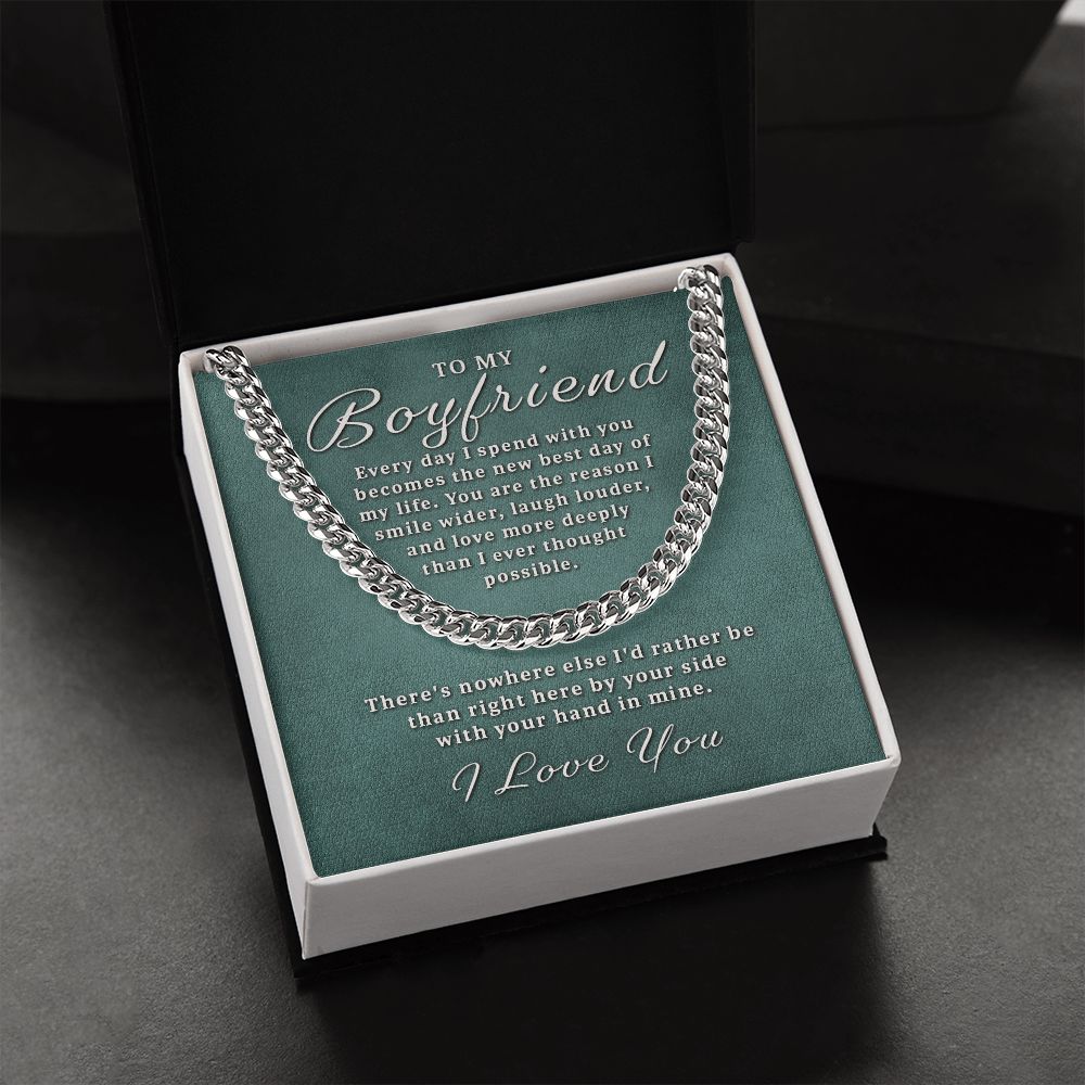 Gift for Boyfriend - Best Day of Life Cuban Link Chain