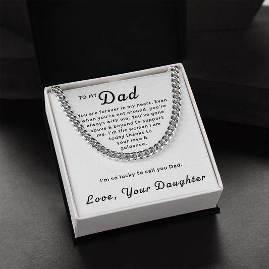 Gift For Dad From Daughter - Lucky to Call You Dad Cuban Link Chain Necklace