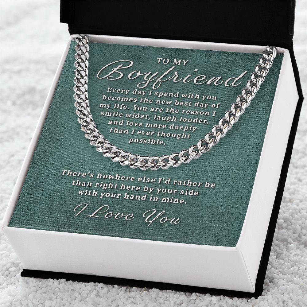 Gift for Boyfriend - Best Day of Life Cuban Link Chain