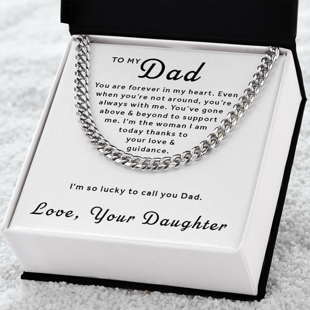 Gift For Dad From Daughter - Lucky to Call You Dad Cuban Link Chain Necklace