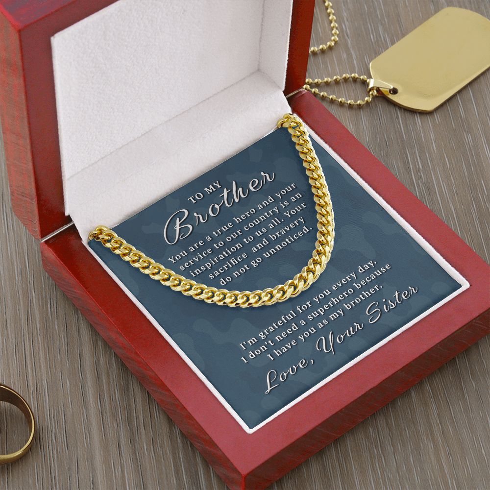 Gift for Military Brother - True Hero Cuban Link Chain