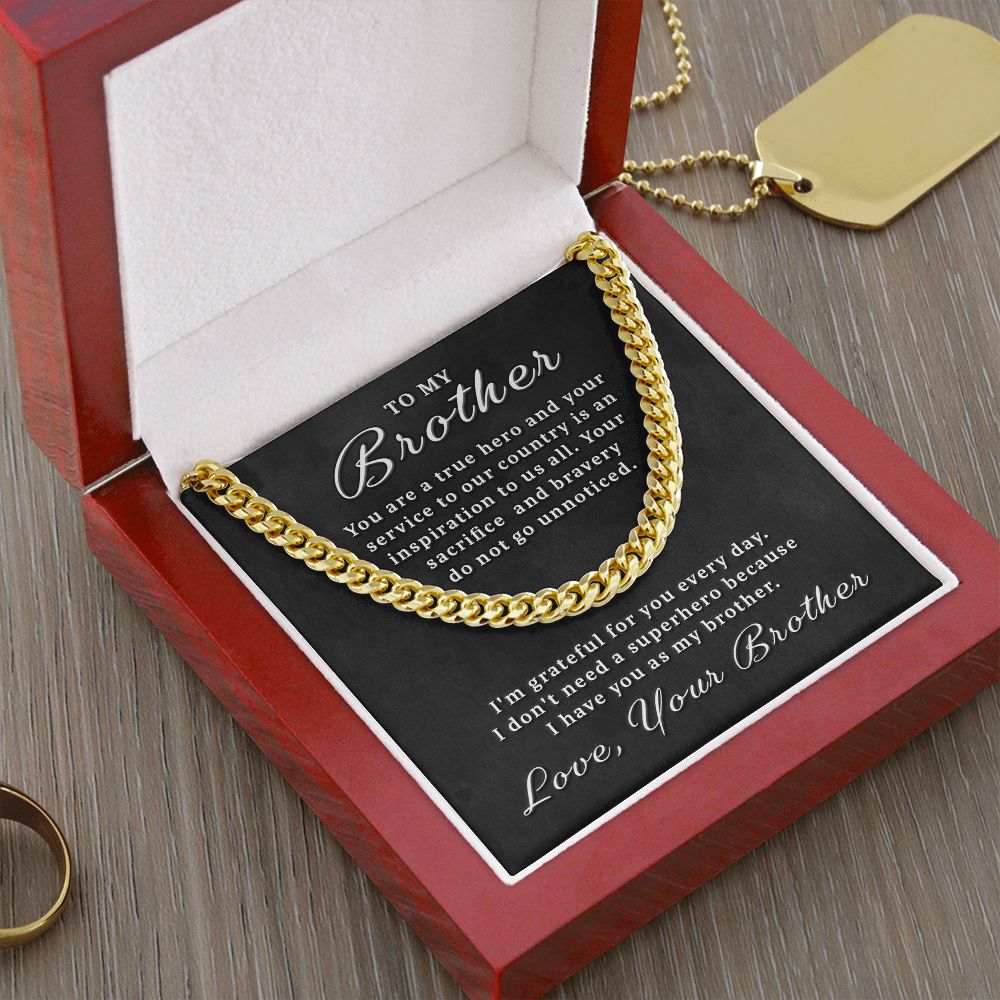 Gift for Military Brother - True Hero Cuban Link Chain