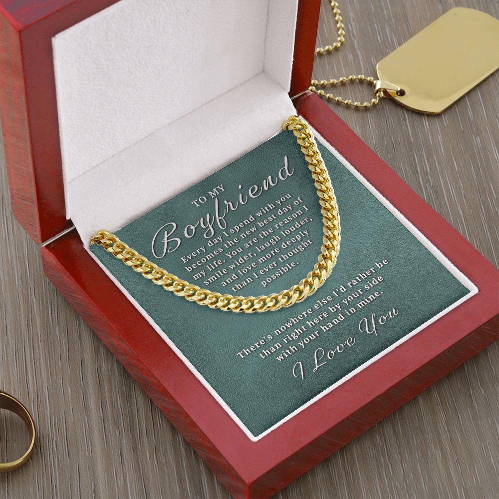 Gift for Boyfriend - Best Day of Life Cuban Link Chain