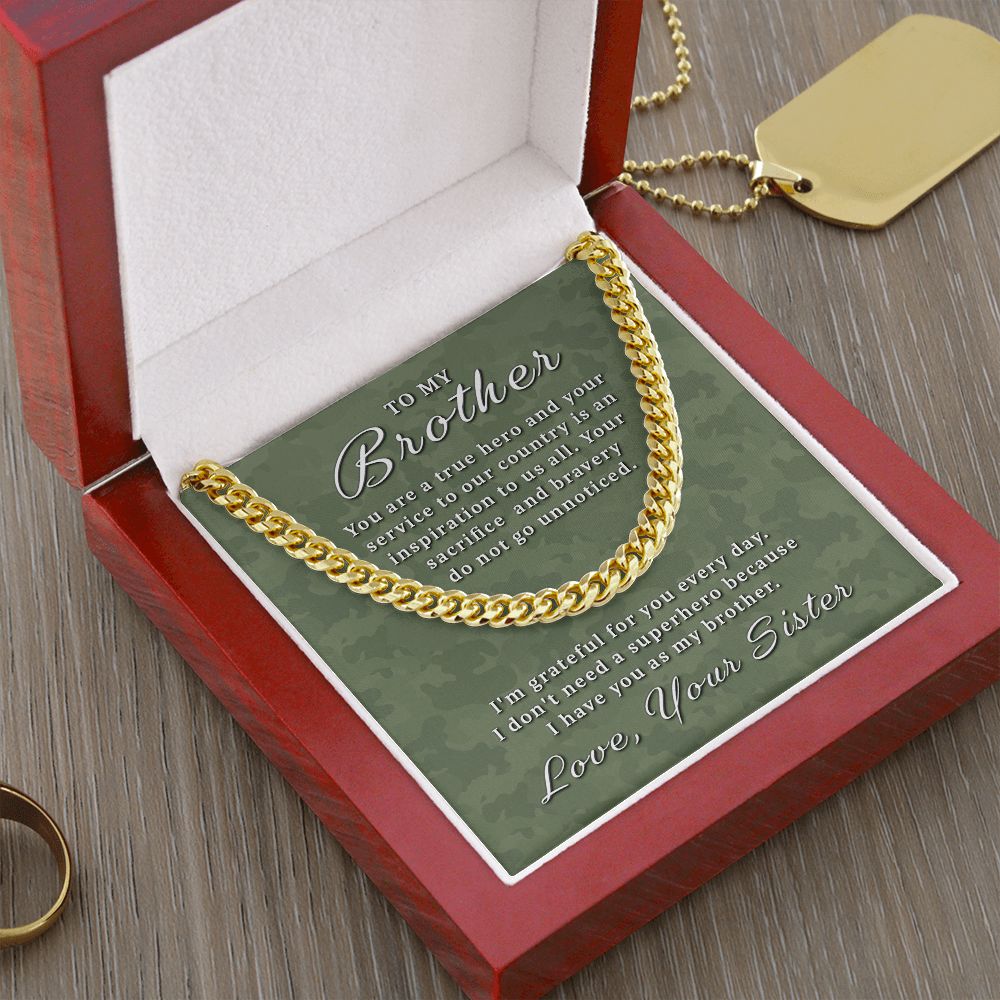 Gift for Military Brother - True Hero Cuban Link Chain