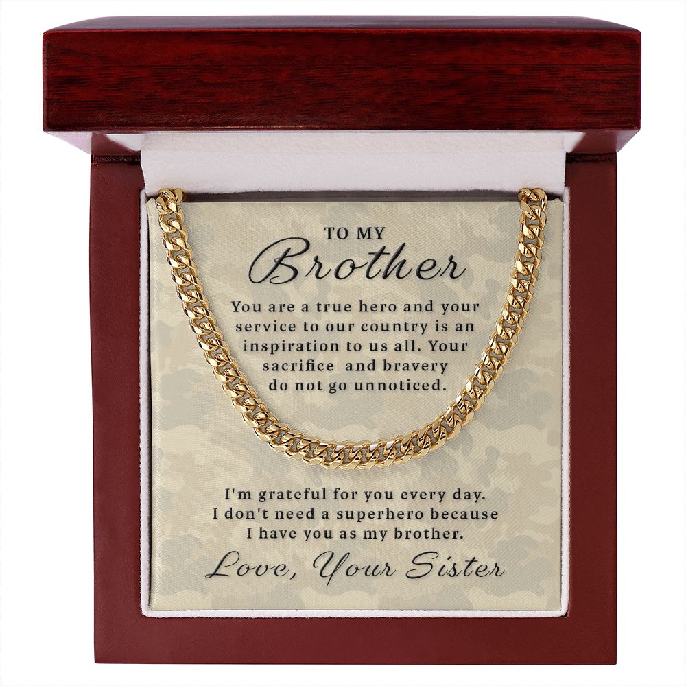 Gift for Military Brother - True Hero Cuban Link Chain