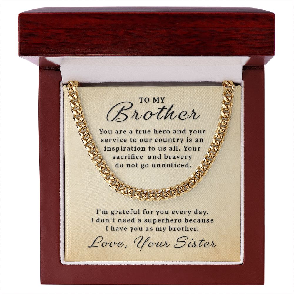 Gift for Military Brother - True Hero Cuban Link Chain