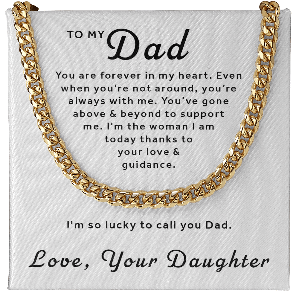 Gift For Dad From Daughter - Lucky to Call You Dad Cuban Link Chain Necklace