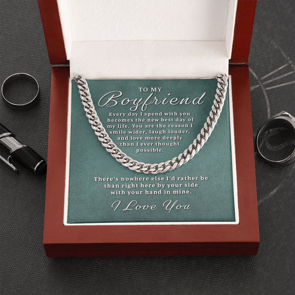 Gift for Boyfriend - Best Day of Life Cuban Link Chain