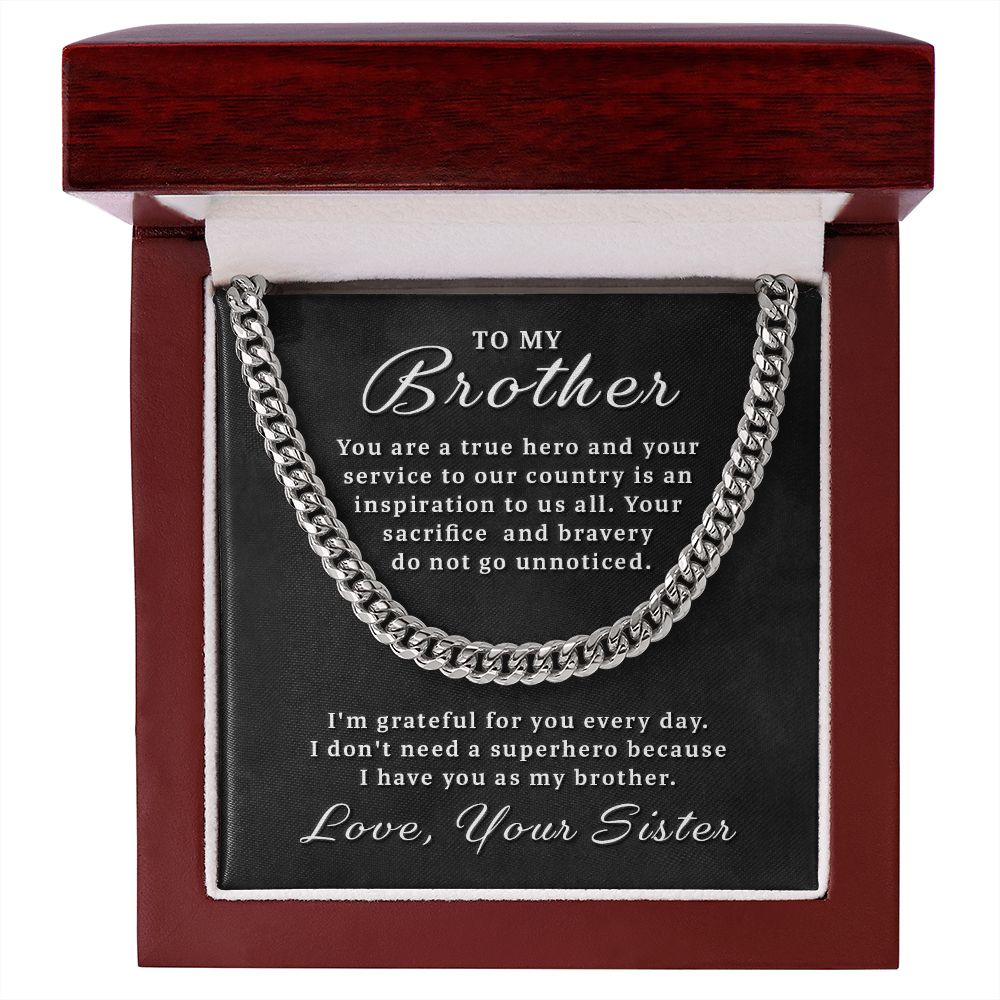 Gift for Military Brother - True Hero Cuban Link Chain