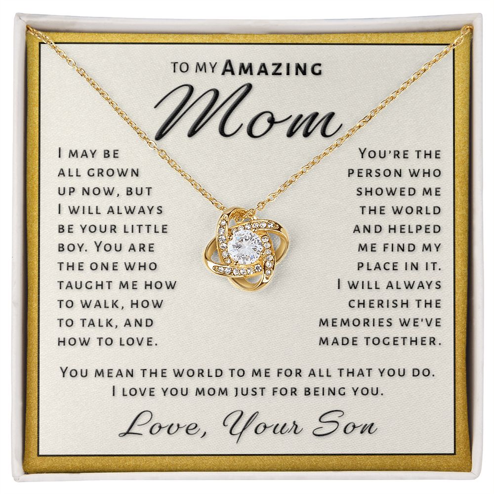 Gift for Mom From Son - Always Be Your Boy Love Knot Necklace