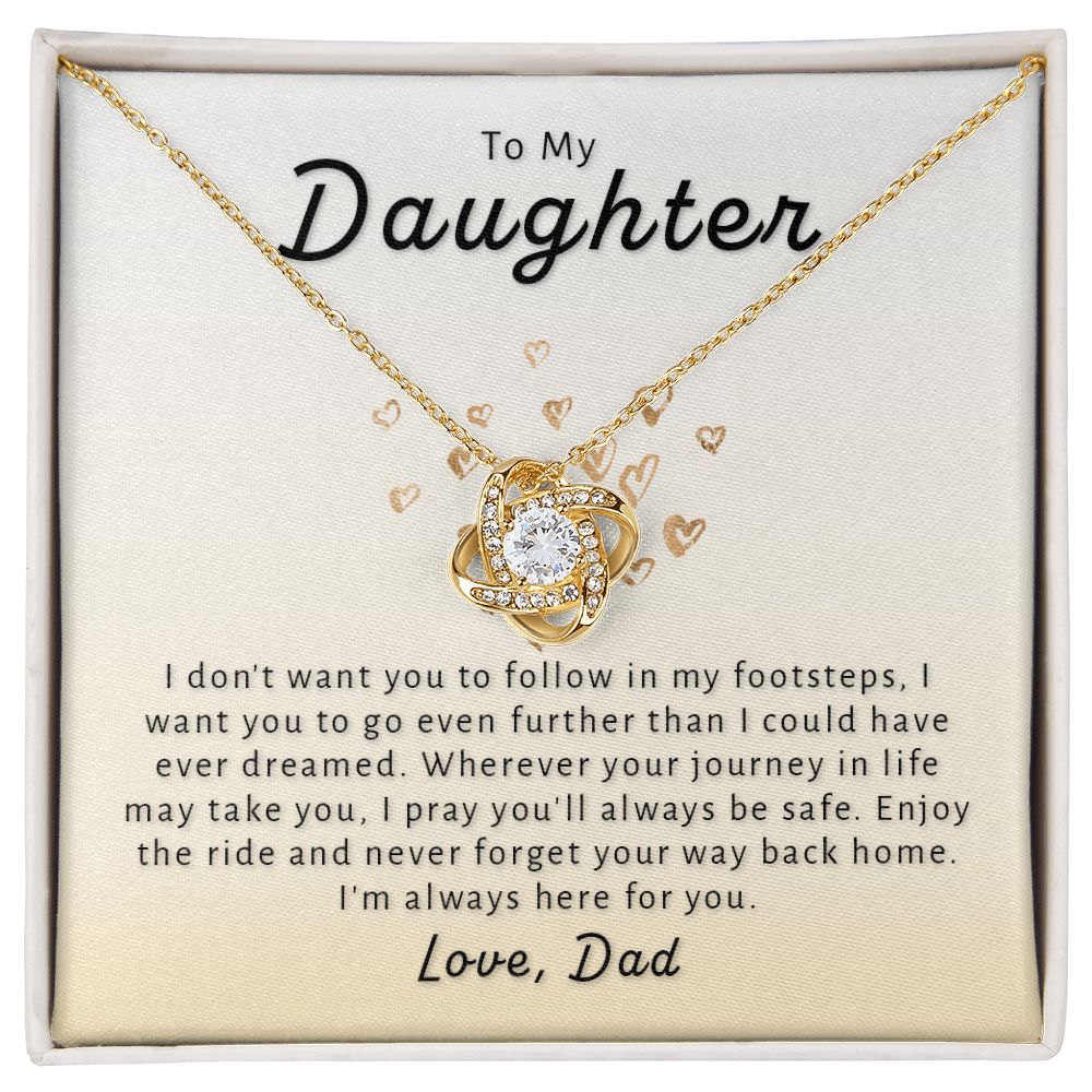 Gift For Daughter From Dad - Go Further Love Knot Necklace