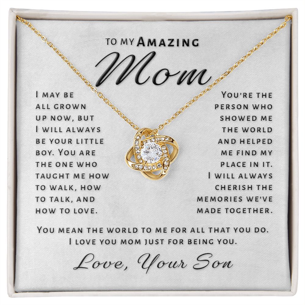 Gift for Mom From Son - Always Be Your Boy Love Knot Necklace