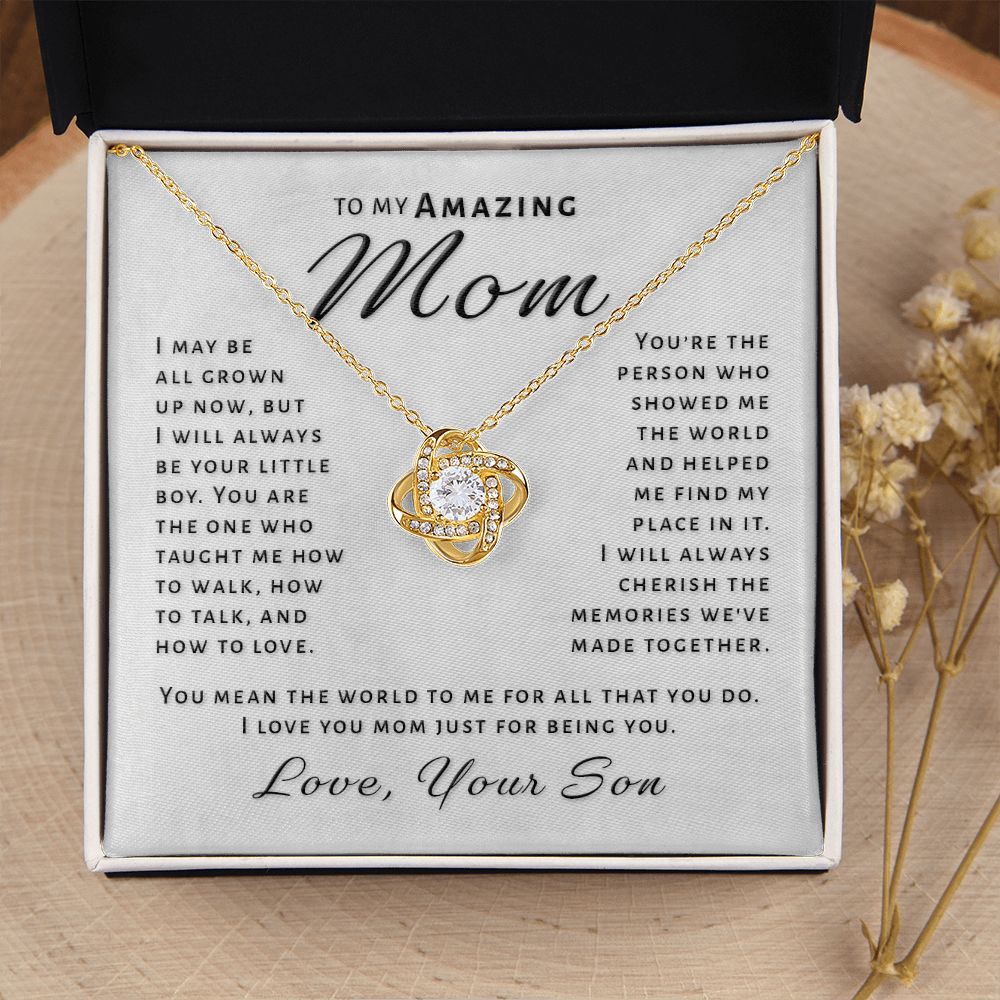 Gift for Mom From Son - Always Be Your Boy Love Knot Necklace