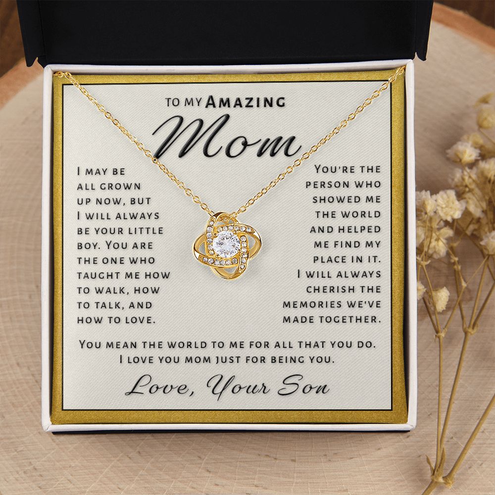 Gift for Mom From Son - Always Be Your Boy Love Knot Necklace