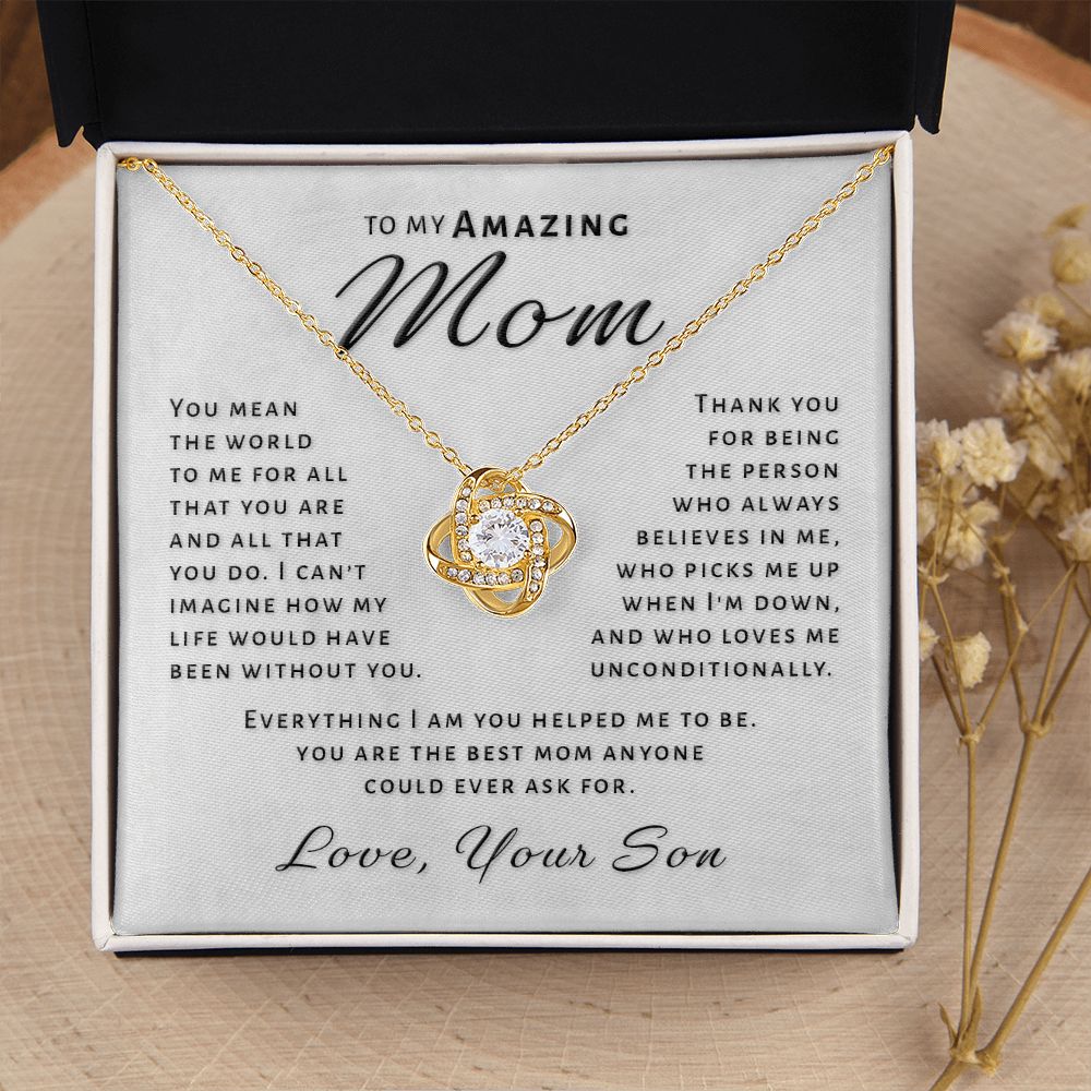 Gift for Mom From Son - Believes In Me Love Knot Necklace