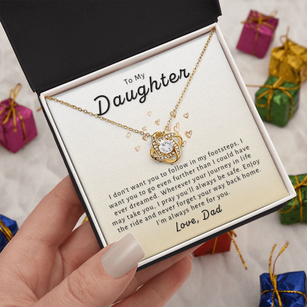 Gift For Daughter From Dad - Go Further Love Knot Necklace