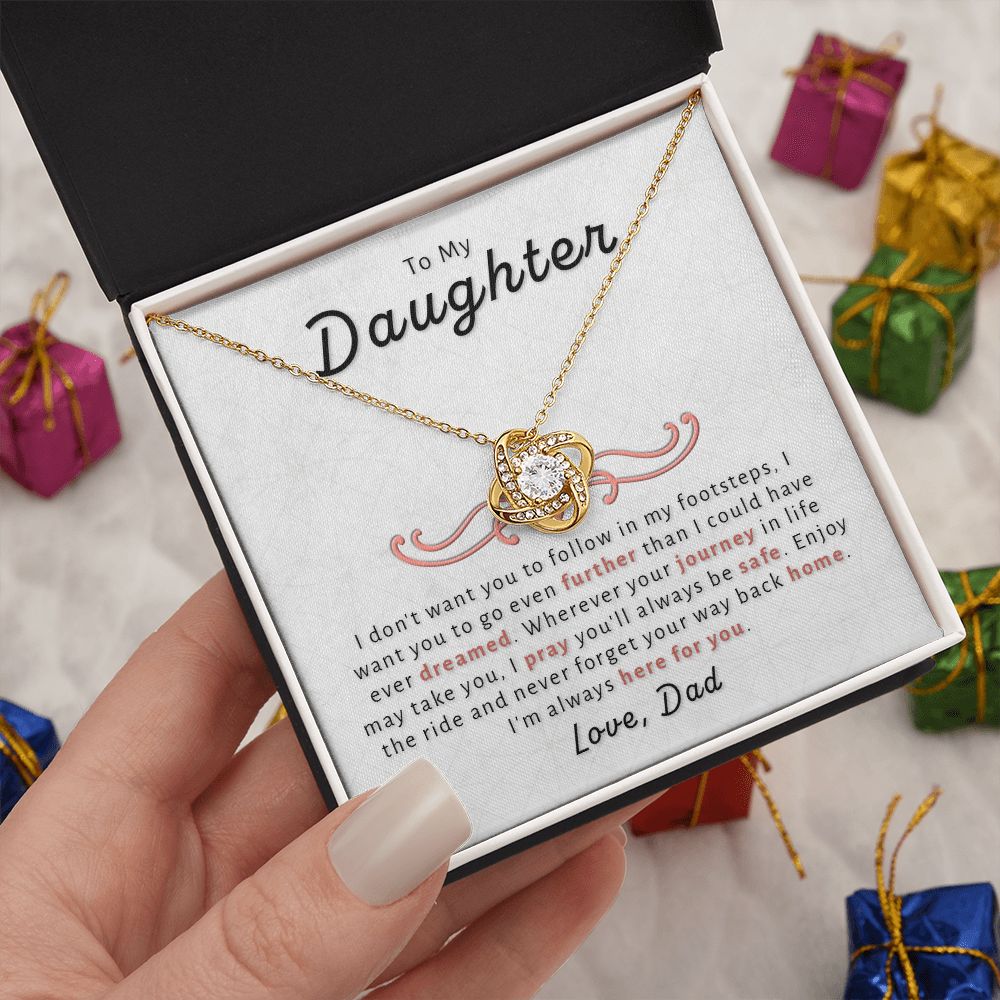 Gift For Daughter From Dad - Go Further Love Knot Necklace