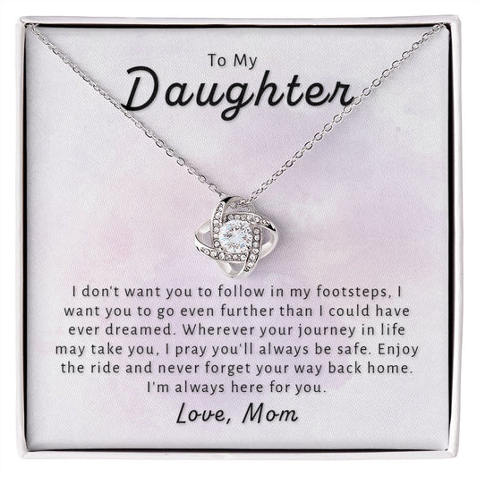 Gift For Daughter From Mom - Go Further Love Knot Necklace