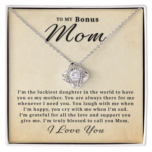 Gift For Bonus Mom From Daughter - There for Me Love Knot Necklace