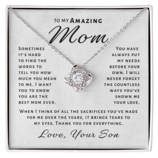 Gift for Mom From Son - All You Mean To Me Love Knot Necklace