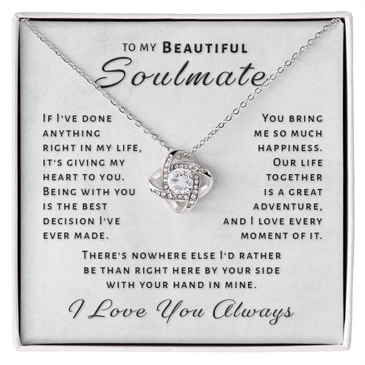 Gift For Soulmate - By Your Side Love Knot Necklace