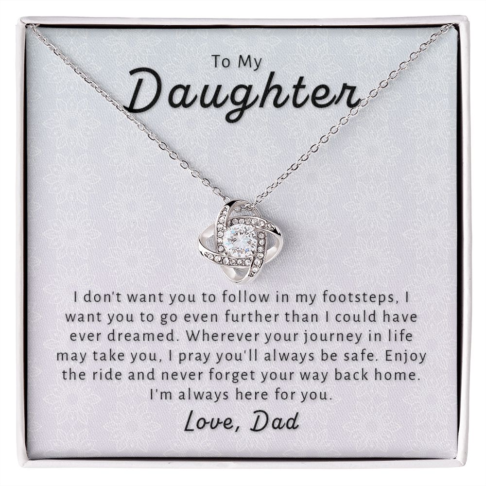 Gift For Daughter From Dad - Go Further Love Knot Necklace