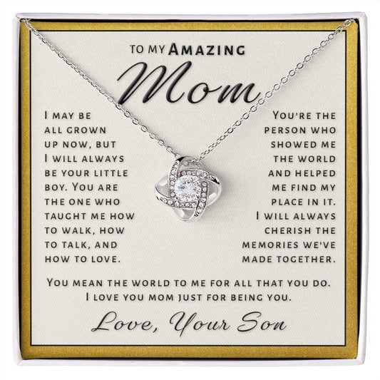 Gift for Mom From Son - Always Be Your Boy Love Knot Necklace