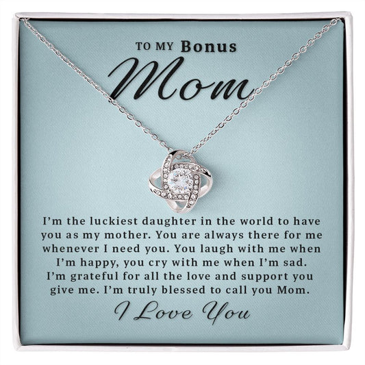 Gift For Bonus Mom From Daughter - There for Me Love Knot Necklace