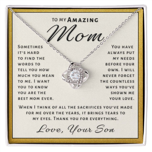 Gift for Mom From Son - All You Mean To Me Love Knot Necklace