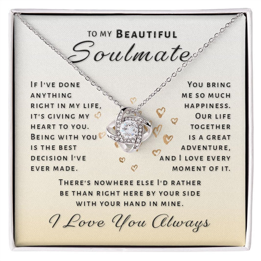 Gift For Soulmate - By Your Side Love Knot Necklace