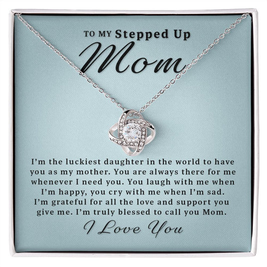 Gift For Stepped Up Mom From Daughter - There for Me Love Knot Necklace