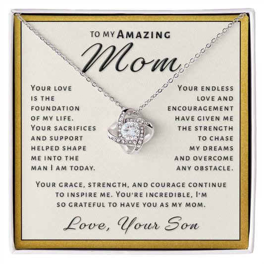 Gift for Mom From Son - Inspire Me Love Knot Necklace