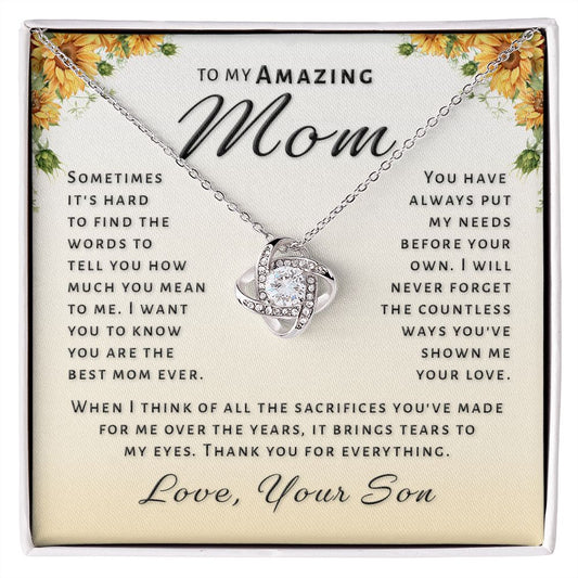 Gift for Mom From Son - All You Mean To Me Love Knot Necklace