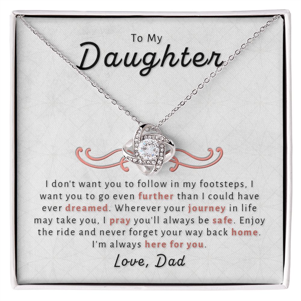 Gift For Daughter From Dad - Go Further Love Knot Necklace