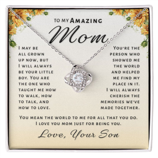 Gift for Mom From Son - Always Be Your Boy Love Knot Necklace