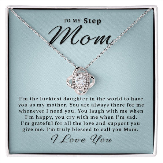 Gift For Step Mom From Daughter - There for Me Love Knot Necklace