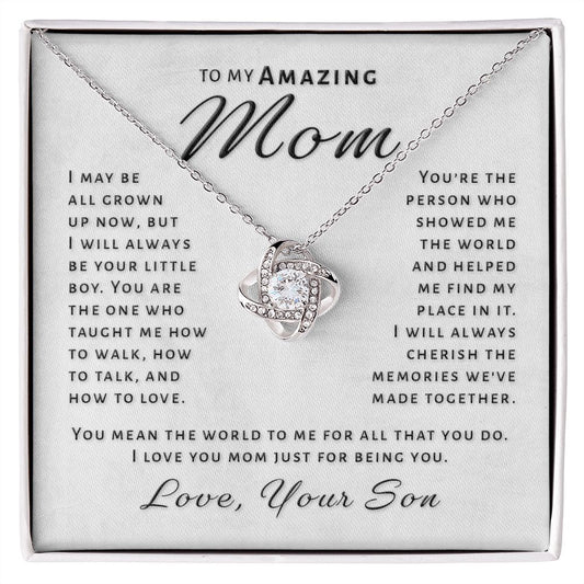 Gift for Mom From Son - Always Be Your Boy Love Knot Necklace