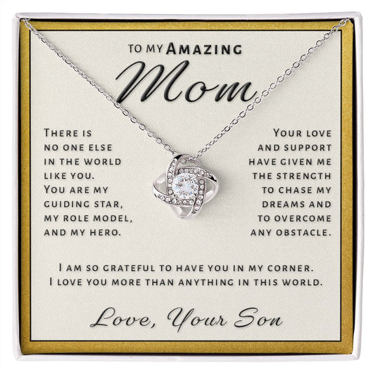 Gift for Mom From Son - My Guiding Star Love Knot Necklace