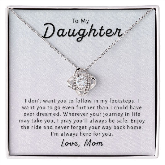 Gift For Daughter From Mom - Go Further Love Knot Necklace